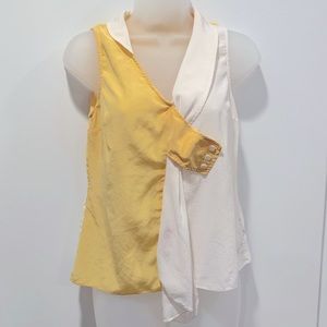 Maeve Yellow and White Color Block Top, Small